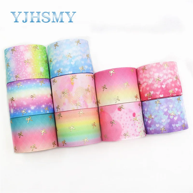 

YJHSMY I-19625-1429,38mm,5yards Gradient bronzing butterfly printed grosgrain ribbon, bow DIY handmade accessories decoration