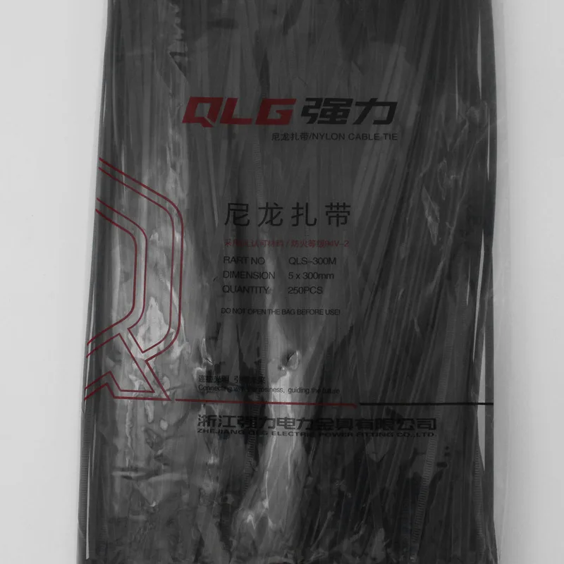 

250Pcs/pack 5*300mm high quality width 3.6mm Black Color Factory Standard Self-locking Plastic Nylon Cable Ties,Wire Zip Tie