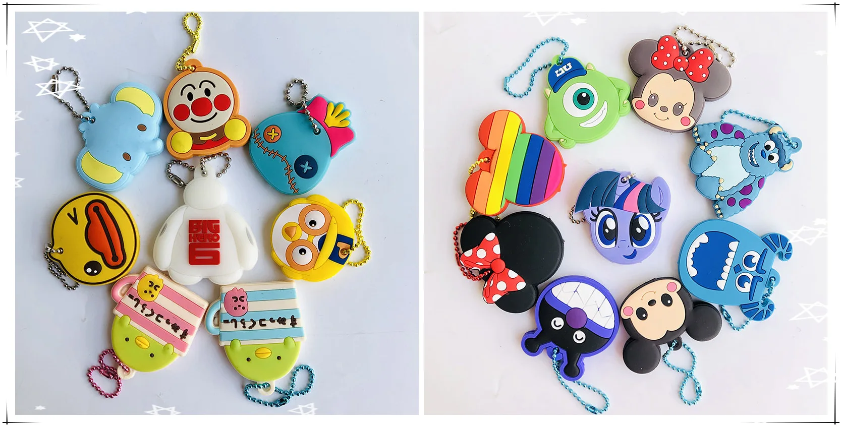 

IVYYE Mickey Sulley Anpanman PVC pendant ornament decoration unisex bag chain ring key cover key chains Unisex Gift