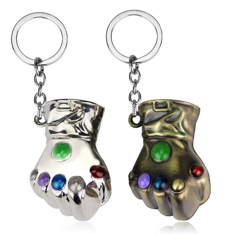 

Hotsale The Avengers 4 Hulk Keychain Marvel Superhe Thanos Infinity glove Gauntlet Key chains Anime Keyring For Men Jewelry Gift