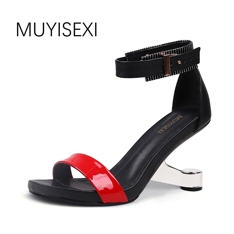 Summer Women Sandals Metal Strange Heel 