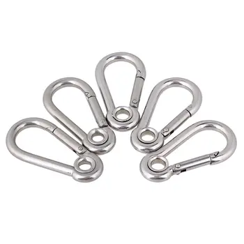 

M6 Secure Lock 304 Stainless Steel 60mm Hook Carabiner Eyelet Pack of 5