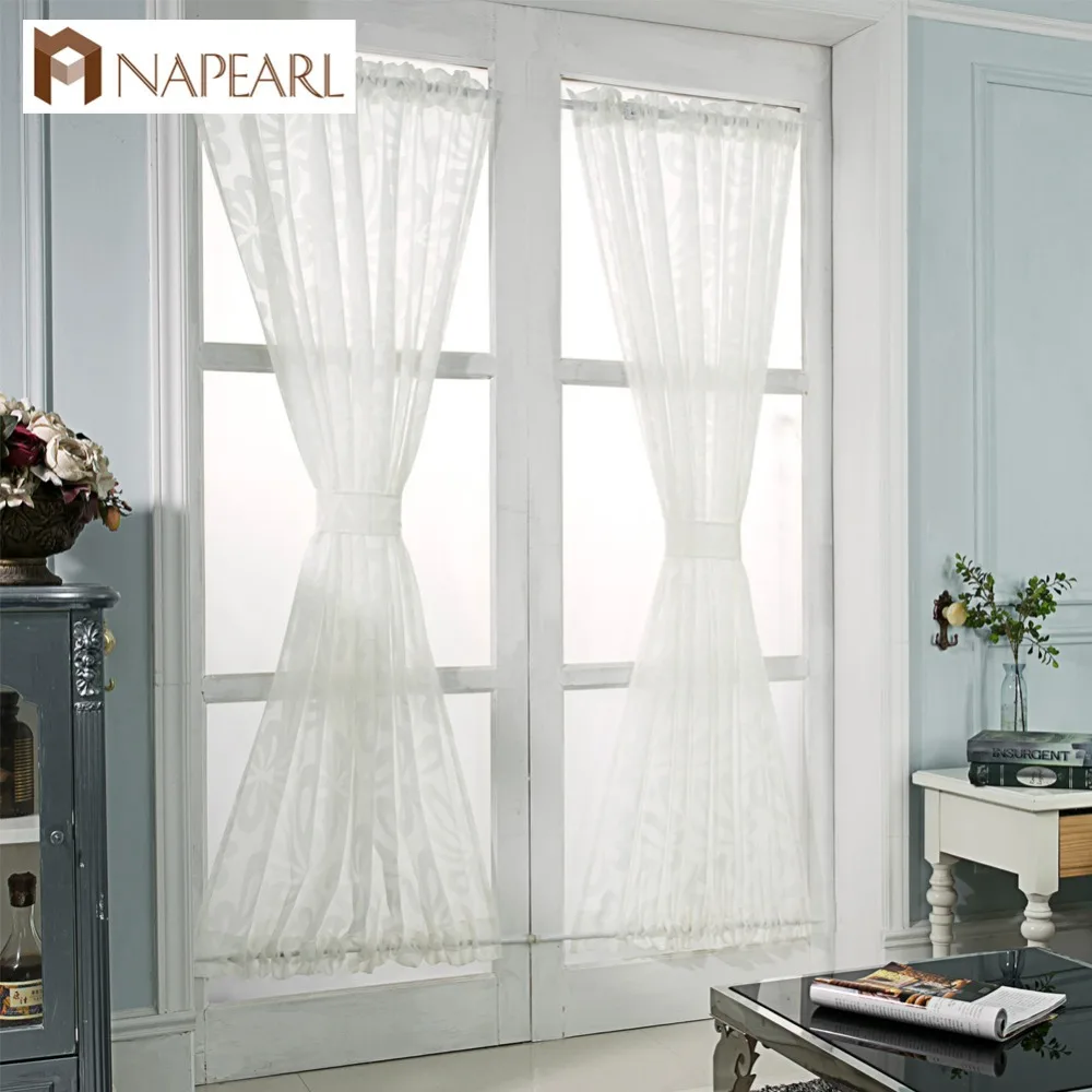 

NAPEARL New Style Door Window Sheer Shades Screening Panel Tulle Curtains Darpe Faux linen Curtains Ready Made Curtains salon