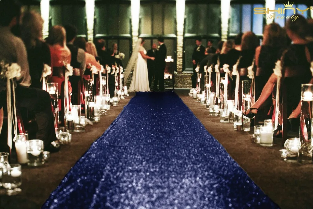 

ShinyBeauty Navy Blue Marriage Ceremony Runner Wedding Sequin Aisle Runner-36Inch by 35FT-R