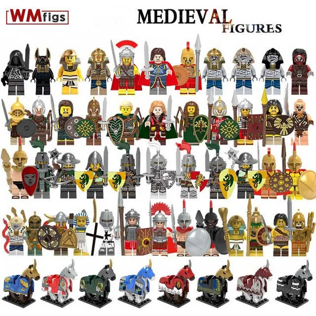 

Single Medieval Castle Knight Viking Warriors Crusader Elf Rome Sparta Soldier Model Building Blocks Toys Kids Juguetes