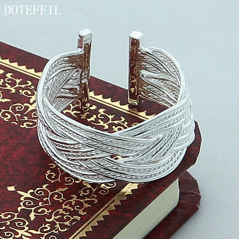 DOTEFFIL серебро 925 пробы фотоэлемент Открытое кольцо для женщин свадебная помолвка