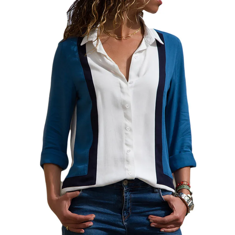 Women Blouses 2019 Long Sleeve Turn Down Collar Chiffon Blouse Lady Shirts Striped Tunic Plus Size XXXL Blusas Chemisier Femme