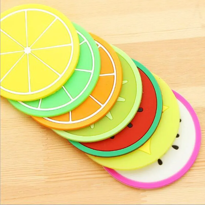 

36PCS/lot Novelty Fruit Design Cute Colorful Cup Mats&Pads Silicone Coaster Cup Holder Drink Placemat Mats Home Table Decoration