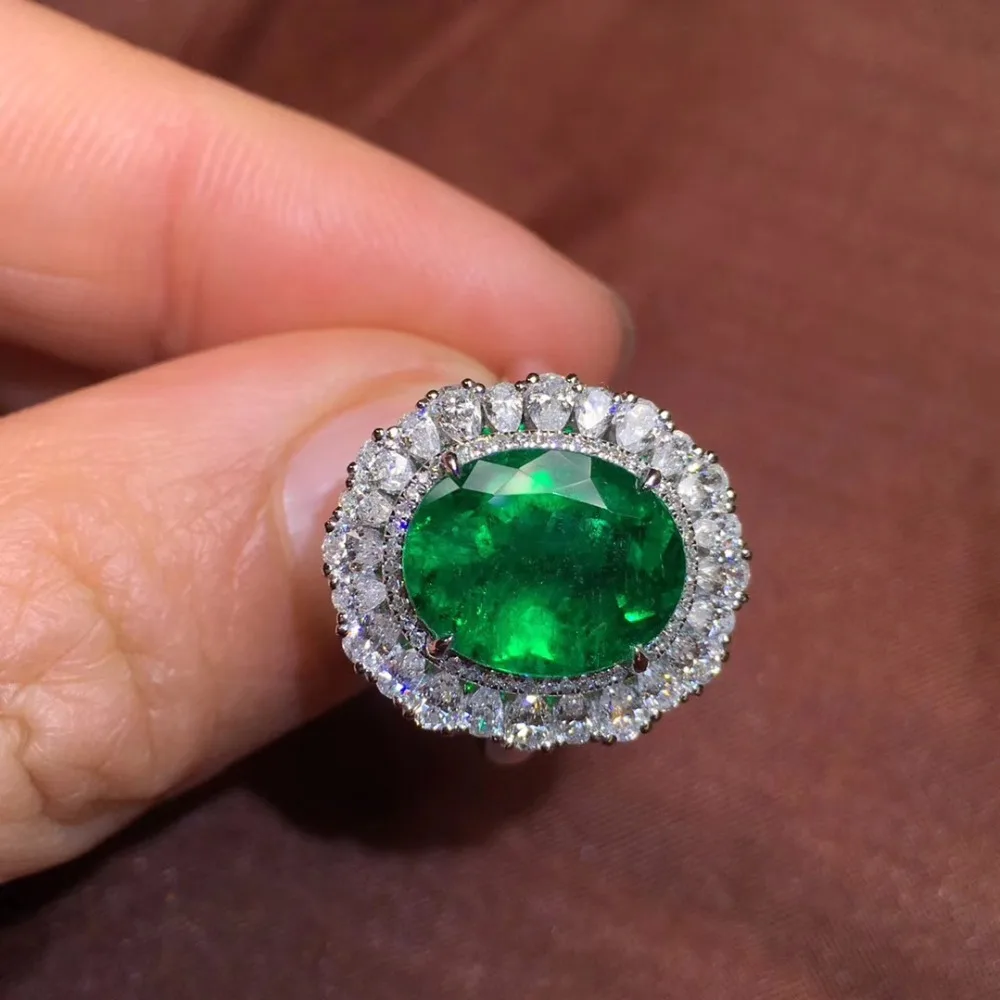 Гр Колумбии Fine Jewelry G18k кольца с настоящими бриллиантами 18 K золото натуральный изумруд драгоценных камней женские обручальные кольца для