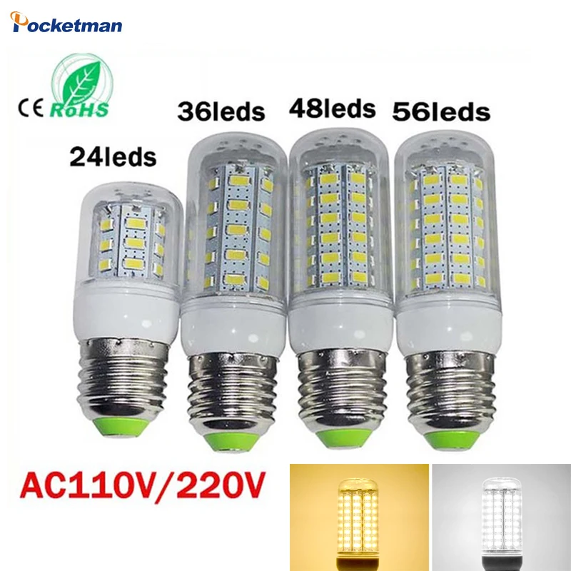 Светодиодная лампа E27 E14 110 В SMD5730 24/36/220 светодиодные s светильник лампы диодные