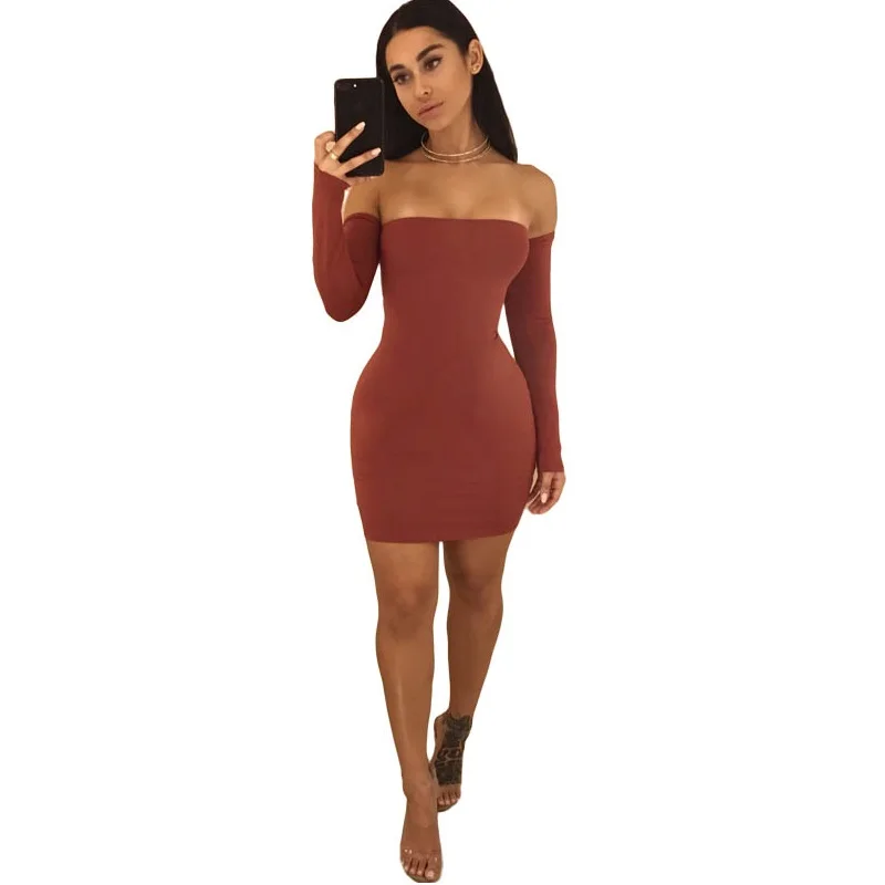 

Womens Long Sleeve Dresses Ladies Hollow Bandage Lace Up Bodycon Cocktail Night Club Party Dress