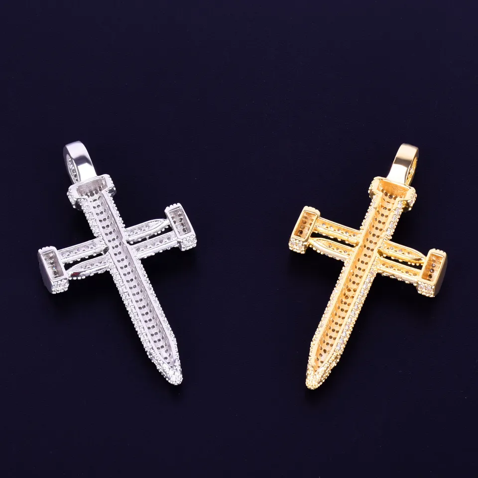 数量限定SALE Nail Cross Hop Hip Men's Zircon Cubic AAAAA Necklace Pendant 邦楽