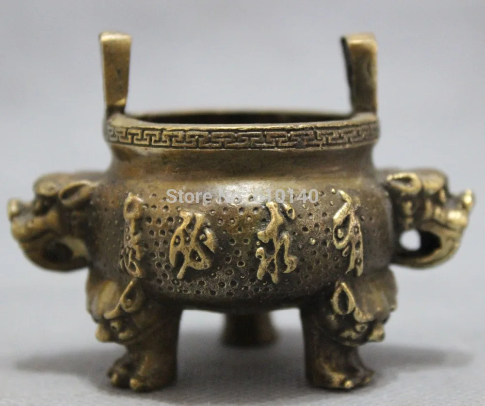 

China Bronze Bless Pray You Qiu Bi Ying Statue Buddhism Incense Burner Censer