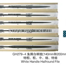 200 мм 6 шт./компл., белая ручка полукруглая файлы, золото серебро металл гравировка ювелирных изделий крепления очистки файлов