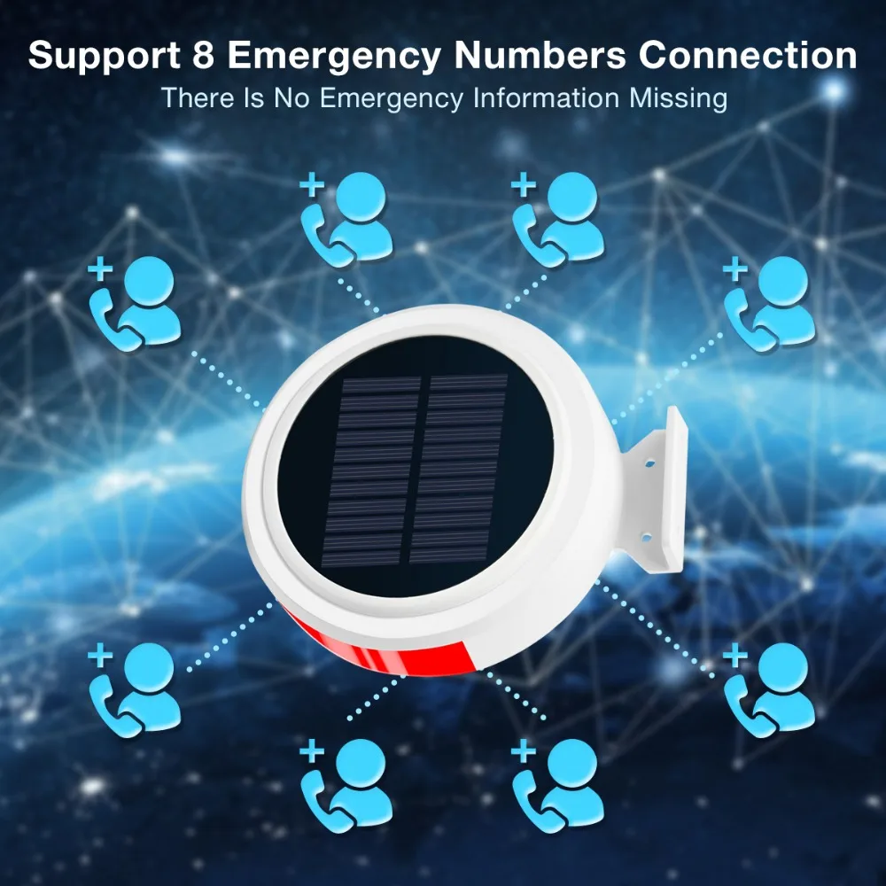 Wireless Alarm Systems Security Home GSM Alarm Solar Siren Door/Window Sensor SMS Calling Monitoring for Home Security Garage