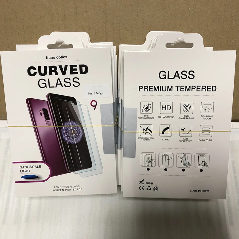 100 шт УФ закаленное стекло и лампа клей для Samsung Note 9 8 S9 S8 полный жидкий Защита