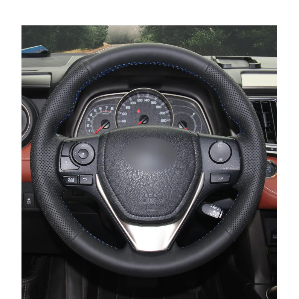 Черная искусственная кожа PU чехол рулевого колеса автомобиля для Toyota RAV4 2013- Corolla- Auris 2013- Scion iM