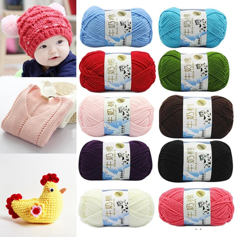 

50g/pc Winter DIY Soft Milk Cotton Yarn Baby Wool Yarn for Knitting Hand Knitted Blanket Sweater Scarf Doll Crochet Yarn 7A2916