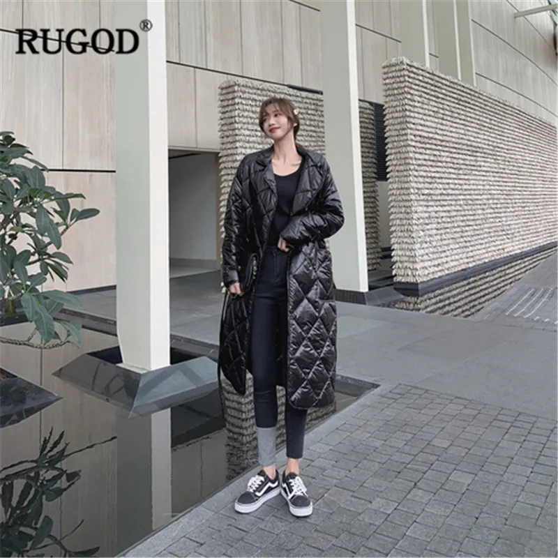 RUGOD X Long теплая зимняя женская одежда однотонное женское пальто с широкой талией