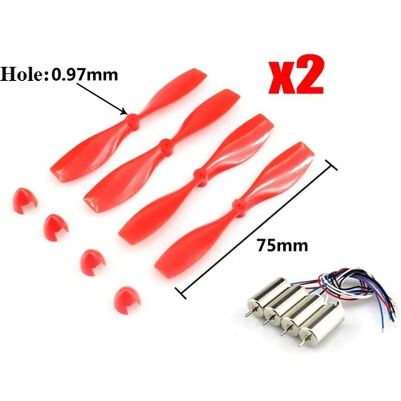 

Eachine 75mm Blade Propeller Prop 8Pcs & 7x20mm Hollow Cup Motor 4Pcs For DIY Micro Quadcopter Frame Spare Parts