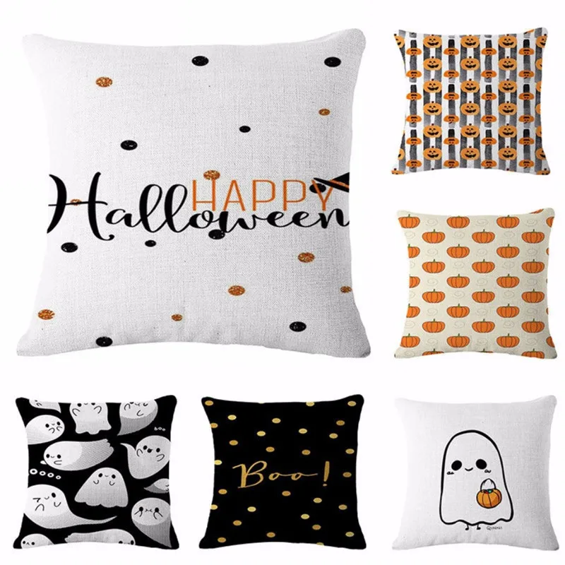 

Halloween Cute Ghost Pumpkin Pillow Case Sofa Cushion Cover Decorative Mayitr New