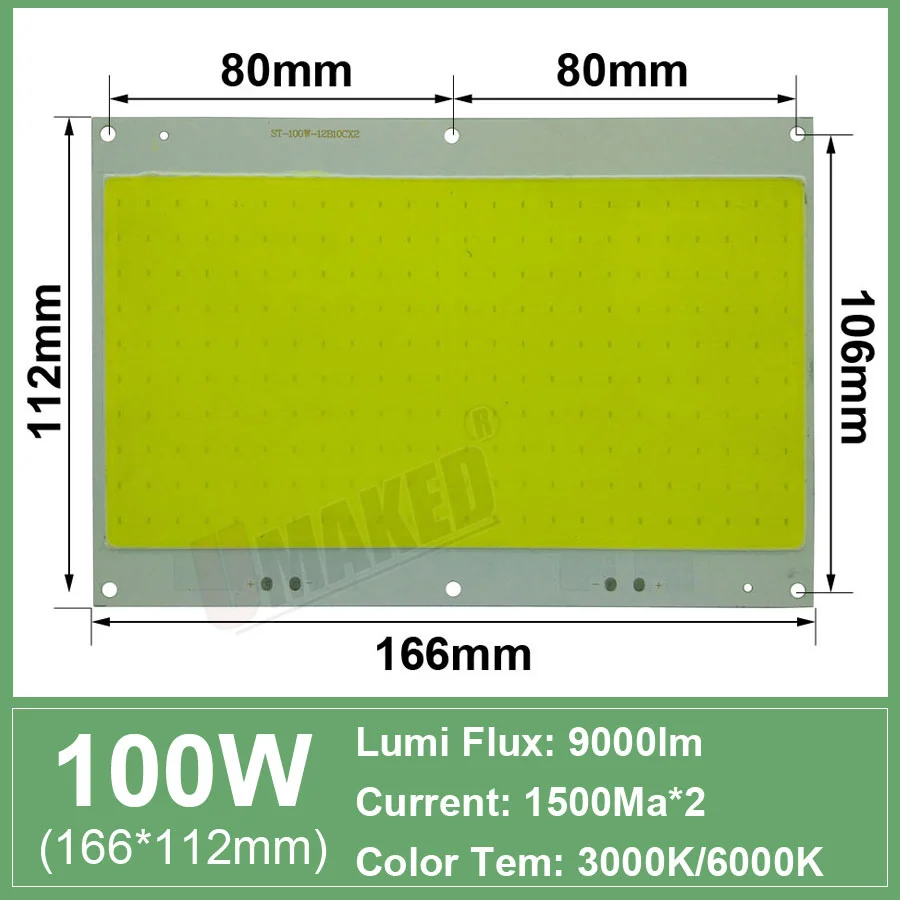 30 Вт 50 Вт 100 Вт 150 Вт COB Led чип диоды поверхностный светильник для Led лампы Точечный светильник уличный светодиодный светильник - Испускаемый цвет: 100W 166x112mm