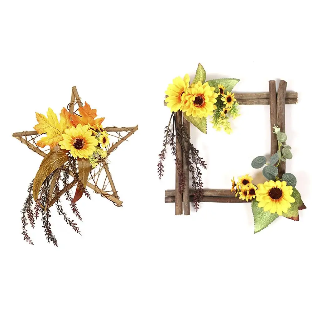

Sunflower Decorative Wooden Wall Hanging Home Decoration Door Hanging Wall Hanging Garden Simulation Sunflower Pendant