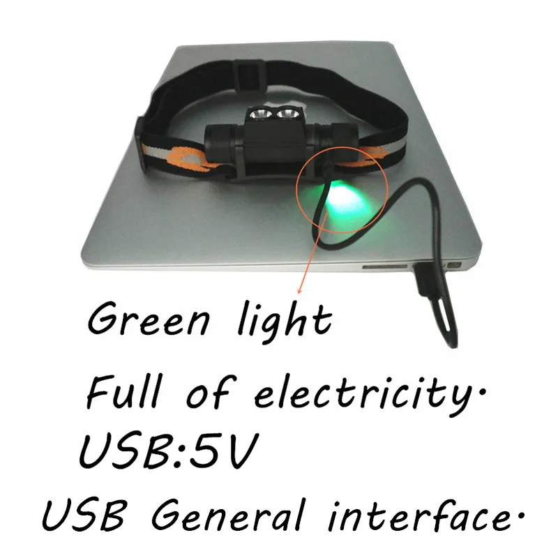 Мини Портативный светодиодный налобный фонарь USB Перезаряжаемый 18650 Batttery Flash
