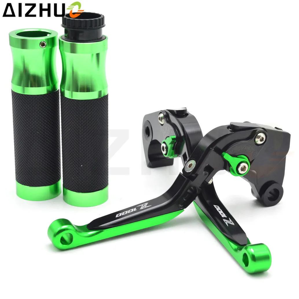 CNC Aluminum Motorcycle Clutch Brake Lever Handlebar Grips With Z1000 LOGO For Kawasaki Z1000 Z 1000 2003 2004 2005 2006