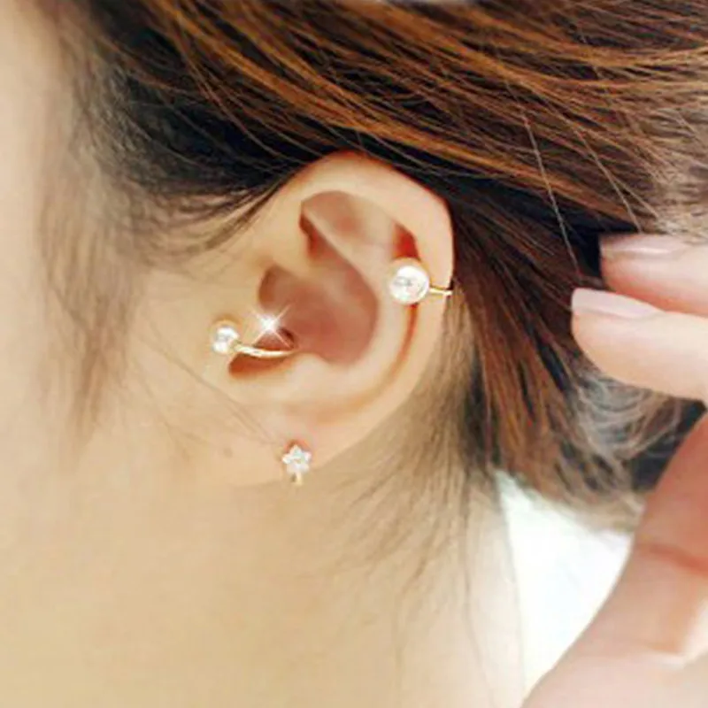 Ear Clip Earrings Clip Earrings Ear Clip New Brincos Clip Earing Simulated Pearl Ear Cuff Earrings For Women Girl Jewelry Gift