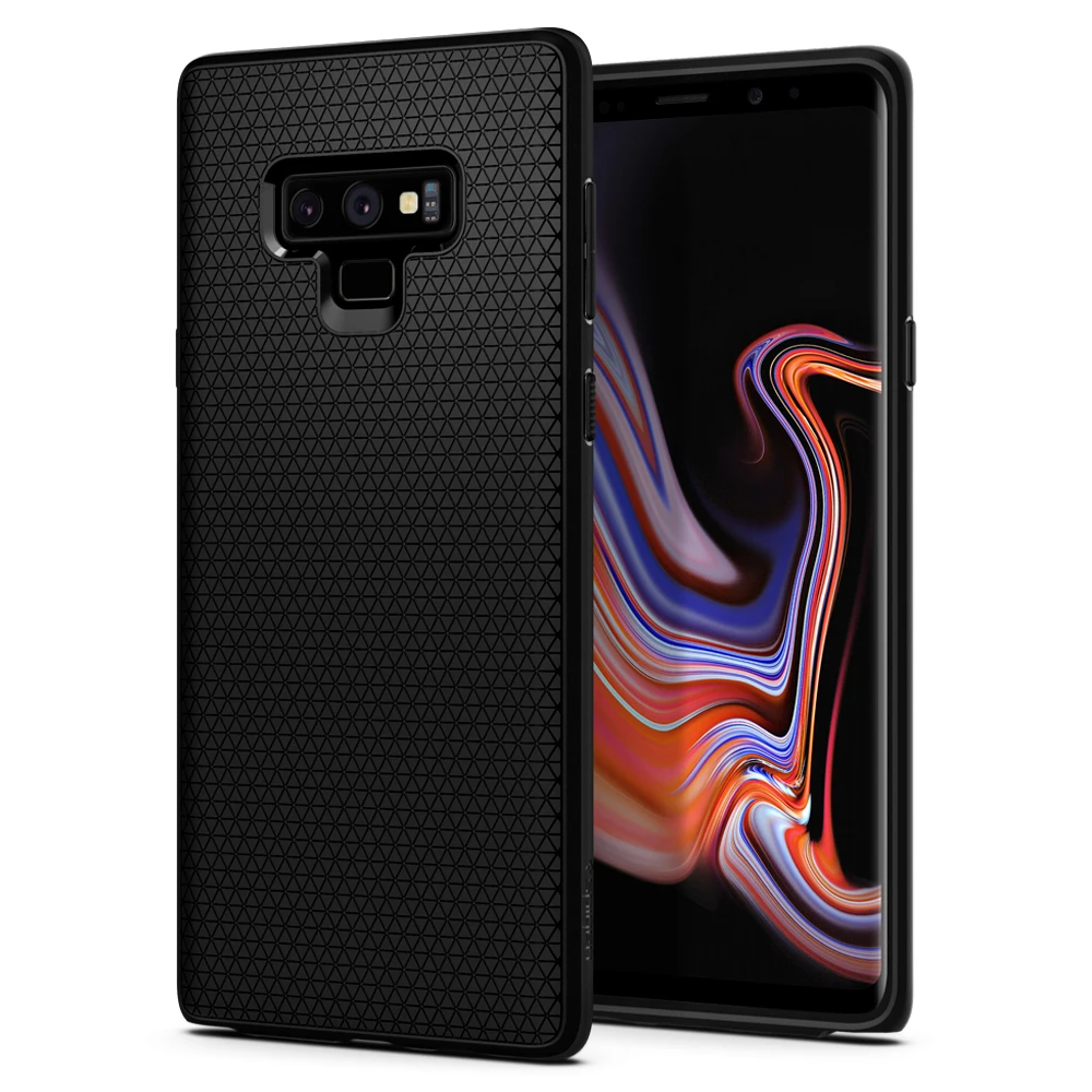 Baratos 100% Original SPIGEN Liquid Air negro mate caso para Samsung Galaxy Nota 9