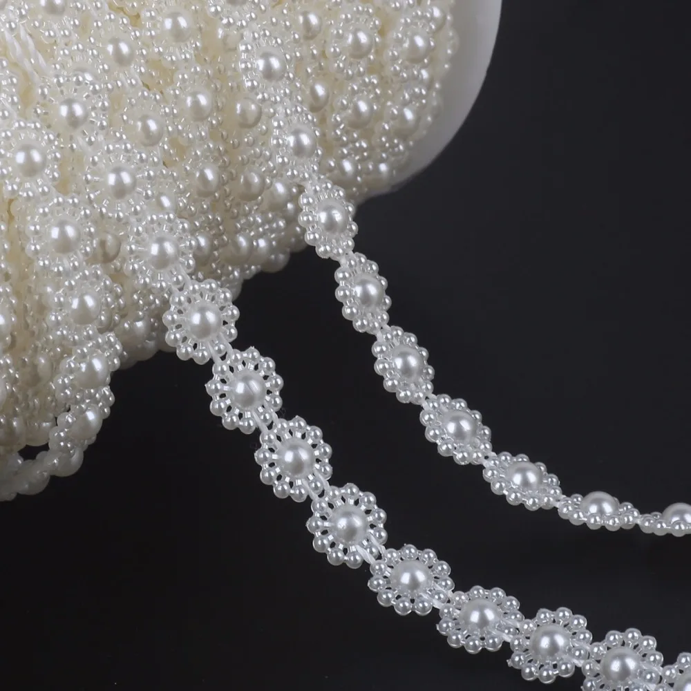 2-10m/pack mix Size Flower Shape Flat back Ivory ABS Imitation pearl Beads Craft Decoration DIY Clothing Supplies Accessories