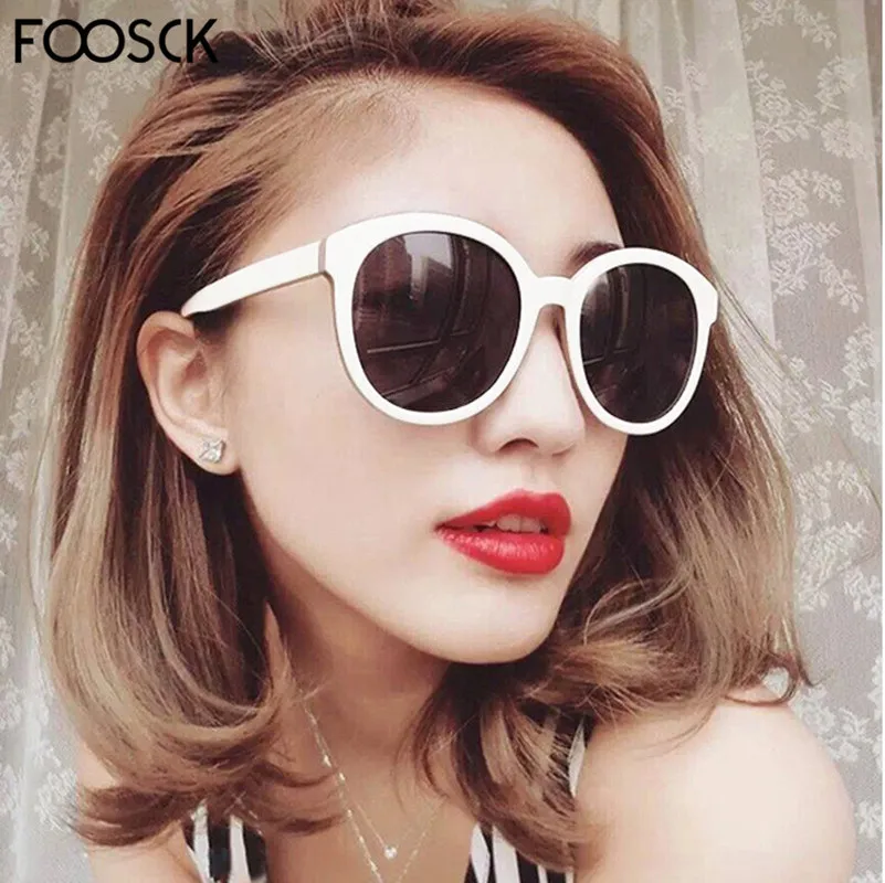 FOOSCK горячие новые тренды Солнцезащитные очки женские роскошные брендовые дизайнерские ретро черные белые винтажные оттенки женские очки UV400