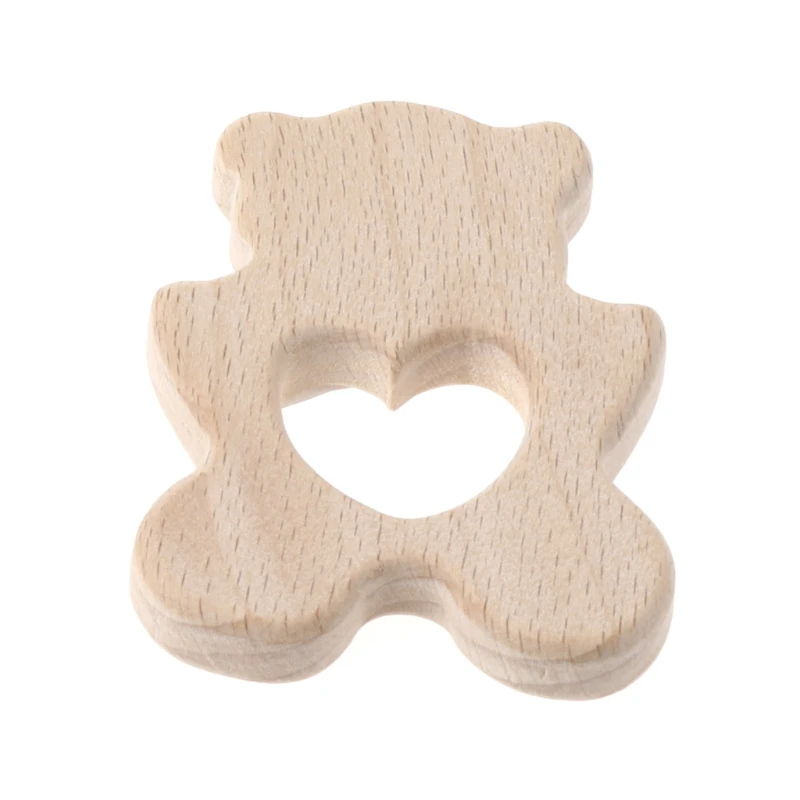 Детская деревянная игрушка для прорезывания зубов натуральный органический полярный медведь держатель для кормления Прорезыватель облако лиса цветок