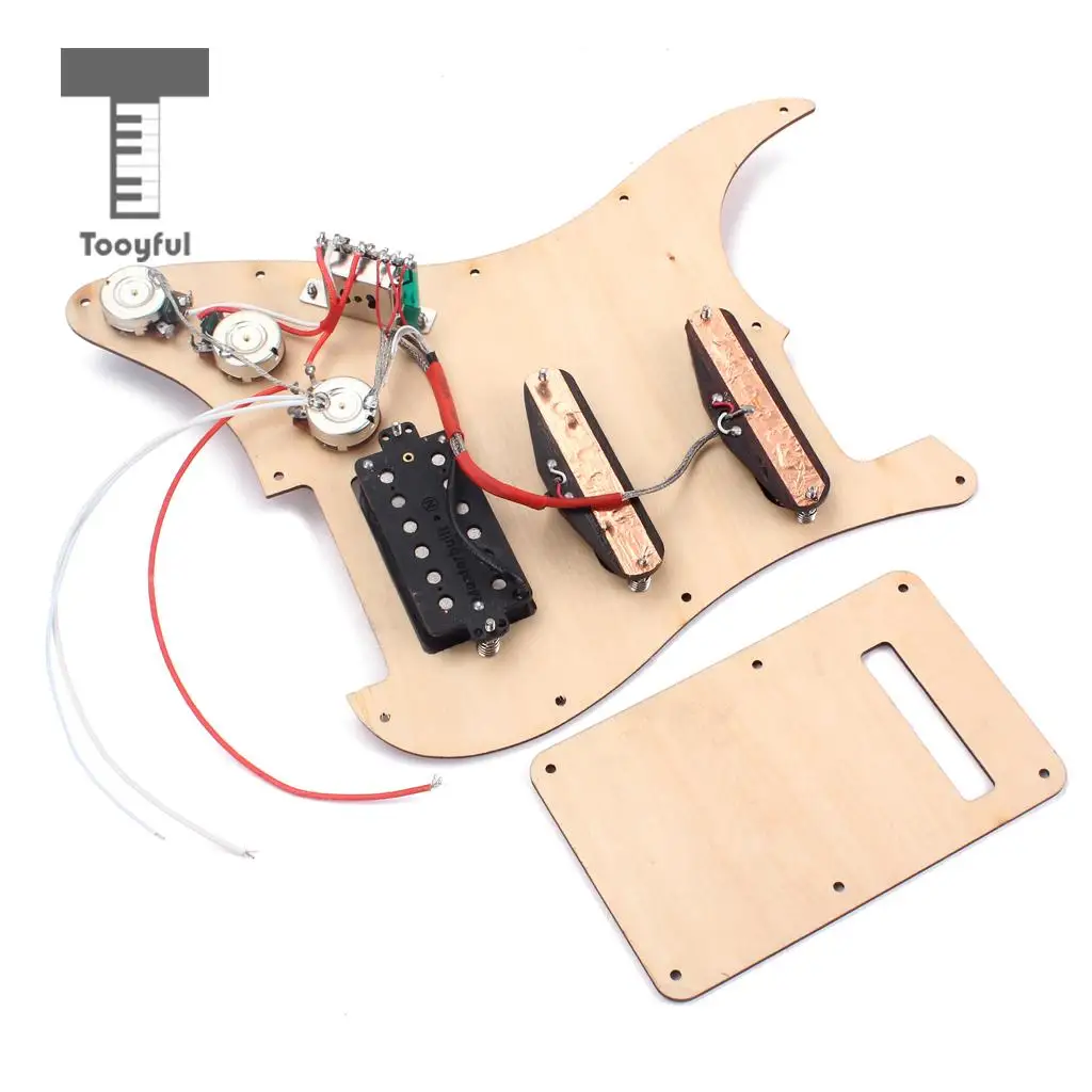 Tooyful Maple Wood SSH Prewired Alnico V Humbucker Pickup Pickguard Scratch Plate Set for Electric Guitar Replacement Parts