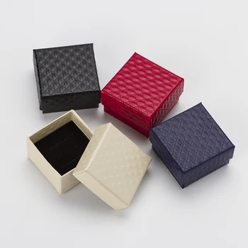 

6pcs Jewelry Boxes for Earrings Ring Boxes 5x5x3cm Jewellery Organizer Display Paper Gift Packaging Cases Black/Red/Blue/Beige