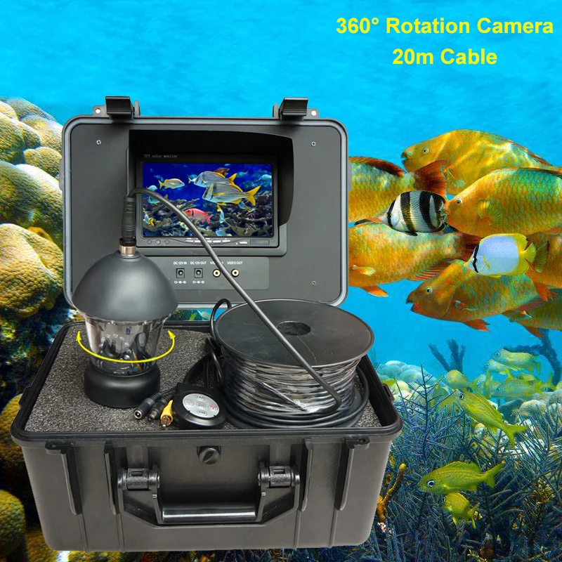 20m Cable HD 600TVL 7" TFT Color LCD Underwater 360 Rotate Camera