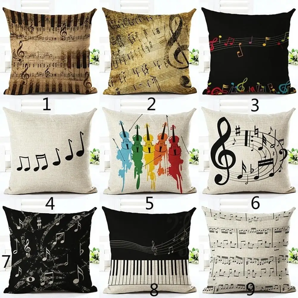 

Piano Music Note Linen Pillow Case Cushion Cover Sofa Bedroom Car Decoration