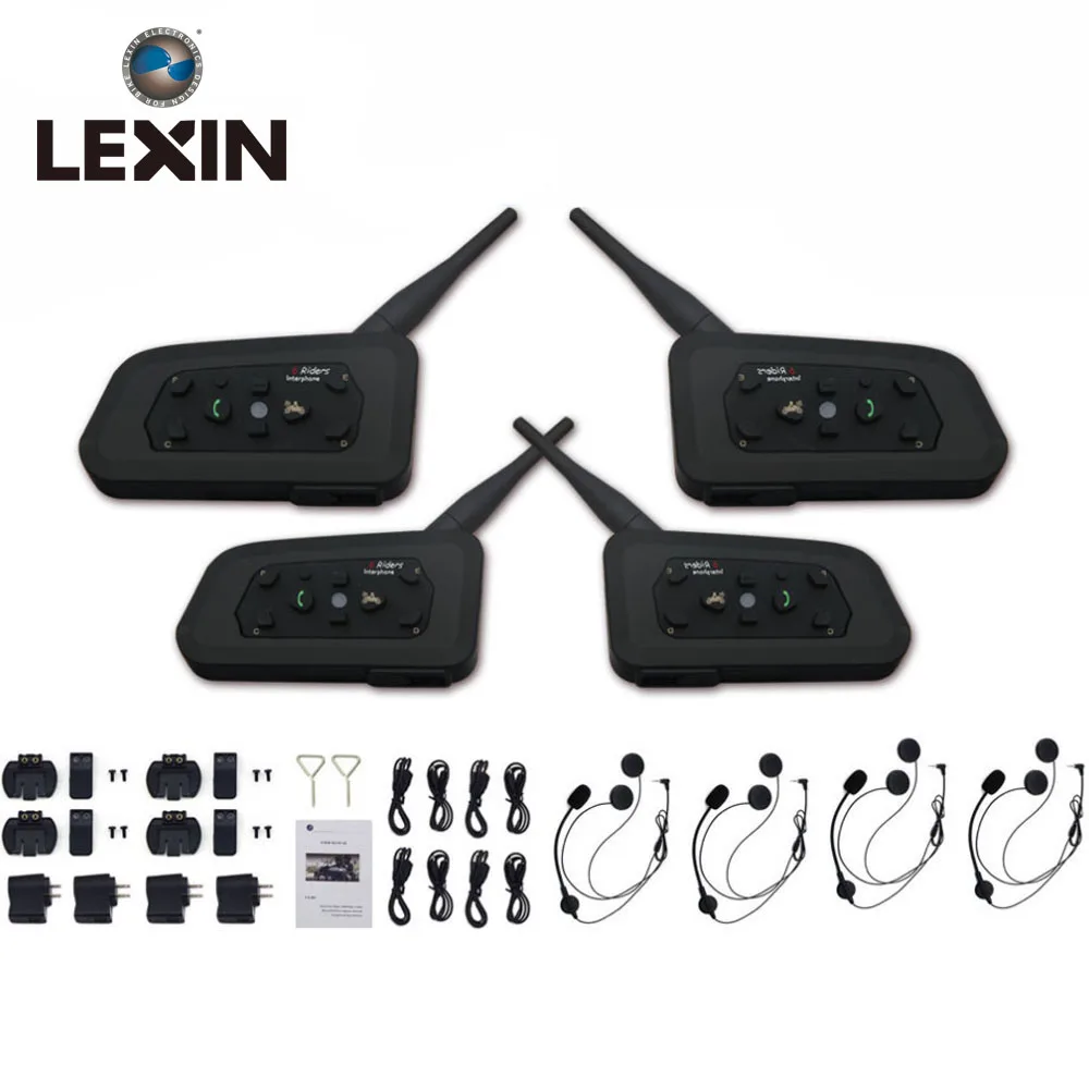 Lexin New 2017 4PCS R6 1200M Motorcycle Bluetooth Helmet Intercom up to 6 Riders Wireless Waterproof