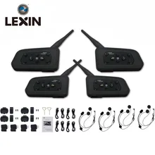 Lexin Nuevo 2017 4 UNIDS R6 1200 M de La Motocicleta Del Casco de Bluetooth Intercom hasta 6 Jinetes Interphone Auriculares Inalámbrica A Prueba de agua GPS MP3