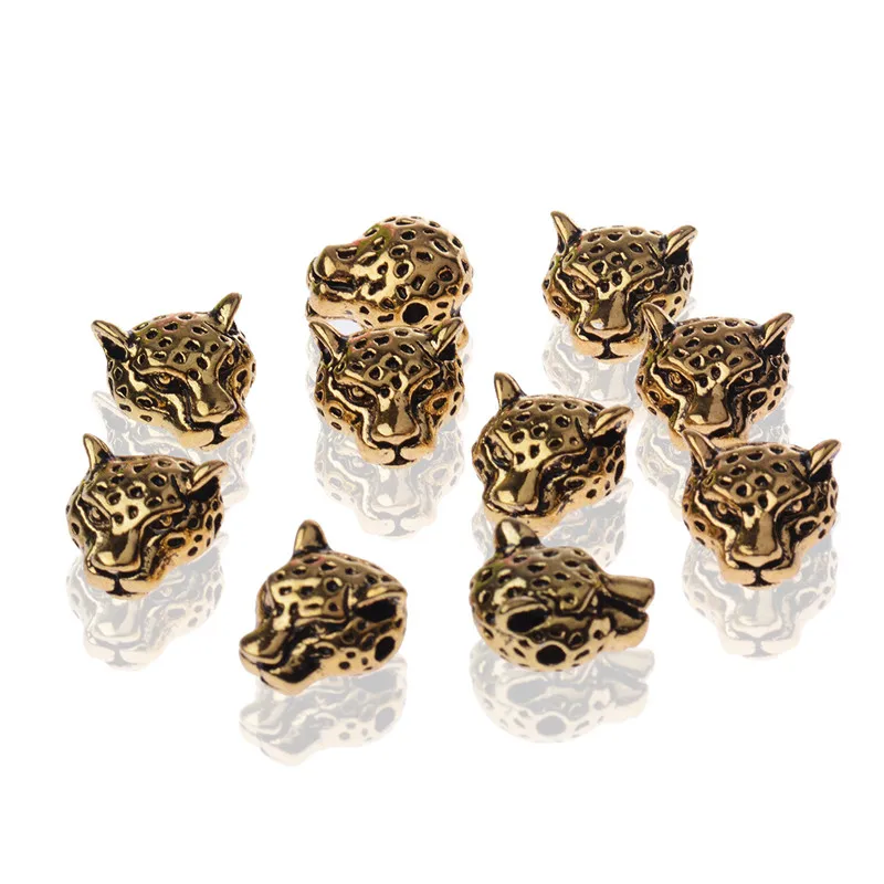 Wholesale 5 pcs/lot Gold Silver Color Leopard Head Loose Spacer Beads