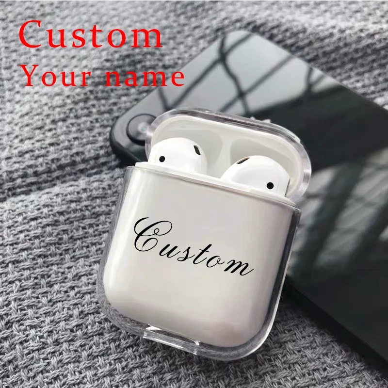 Custom name Transparent Hard Plastic Case For Air Pods Case for Bluetooth Wireless Airpod Cover DIY Customized Photo Letters New