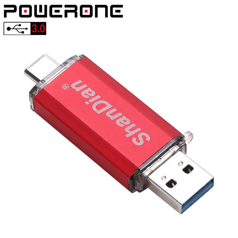 

Powerone USB 3.1 Type-C 3.1 usb flash drive 3.0 64GB Metal Custom LOGO Pendrive 32GB memory Stick 16GB for Phones Micro stick
