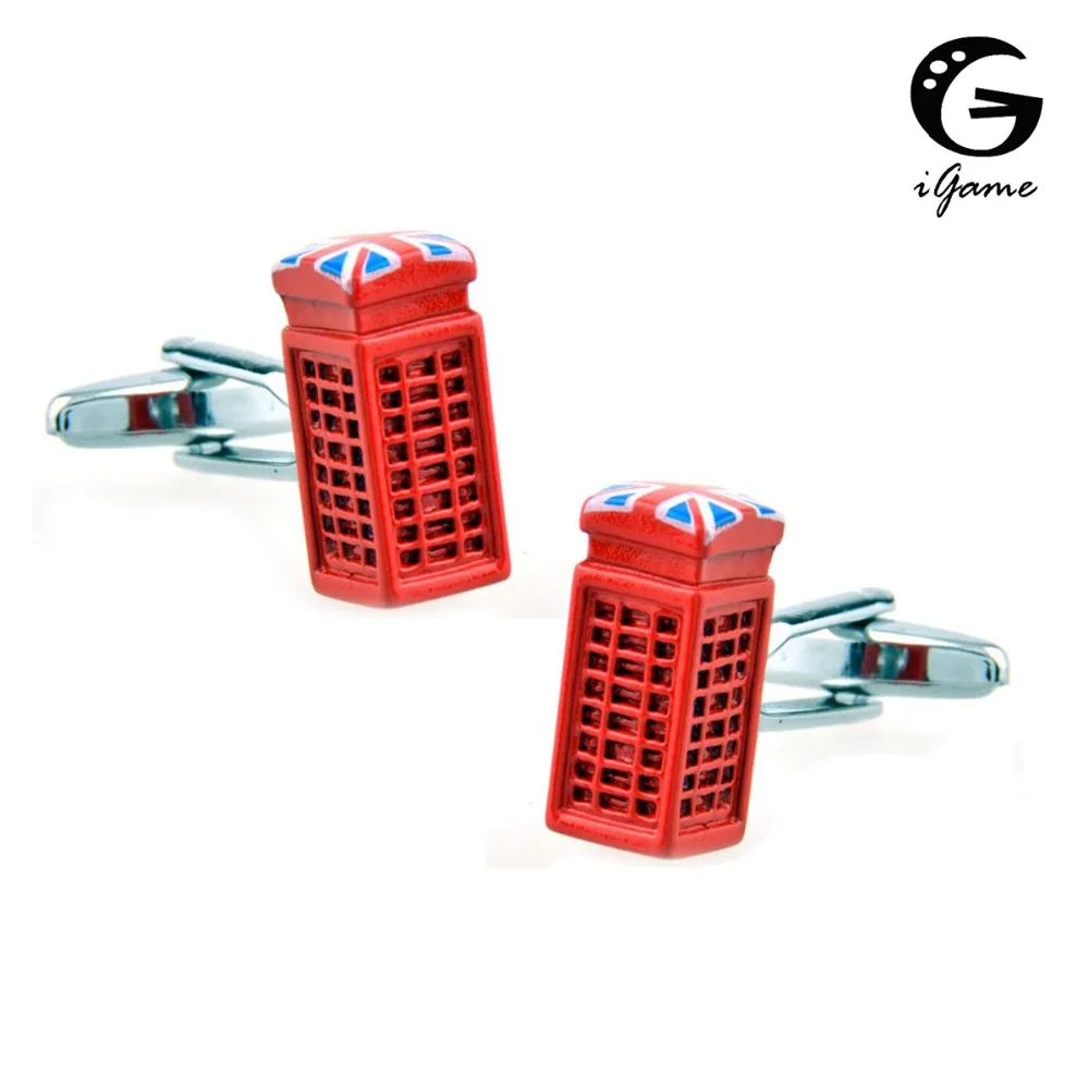 IGame мужские модные запонки из латуни дизайн телефонная будка Union Jack украшение