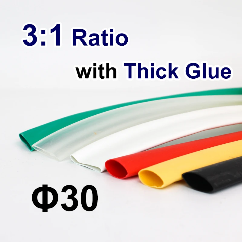 

1.22meter/lot 30mm 3:1 Heat Shrink Tube with Glue Adhesive Lined Dual Wall Shrink Tubing Wrap Wire Cable kit