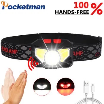 

3200 Lumen LED Headlamp Motion Sensor Ultra Bright Hard Hat Head Lamp Powerful Headlight USB Rechargeable Waterproof Flashlight