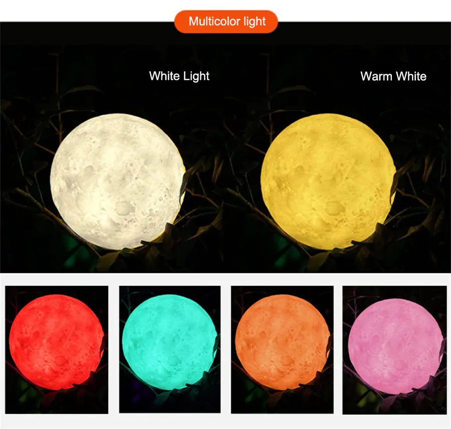 الإبداعية 3d الطباعة led القمر ليلة ضوء rgb led ضوء القمر مصباح الجدة لل نوم خزانة المنزل الديكور هدية عيد