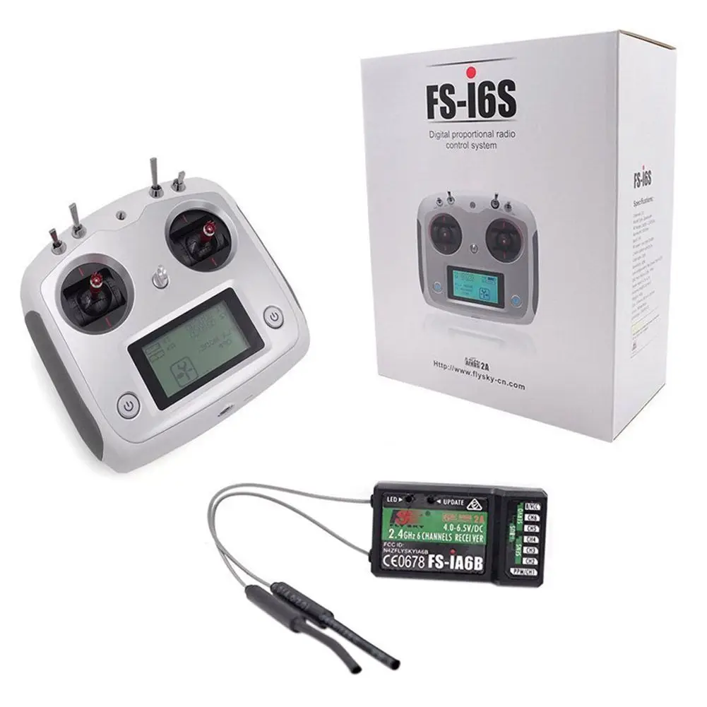 

FBIL-FS-I6S 10ch 2.4G 2A RC Transmitter Control with FS-iA6B Receiver For RC Drone Quadcopter Silver-white