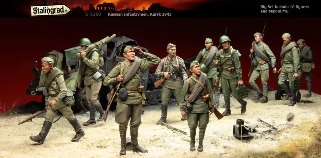 

Pre order goods-SL 3100 1/35 World War II Russian infantry squad, Kurek, 10 people in 1943 and Marc Jung Heavy Machine Gun