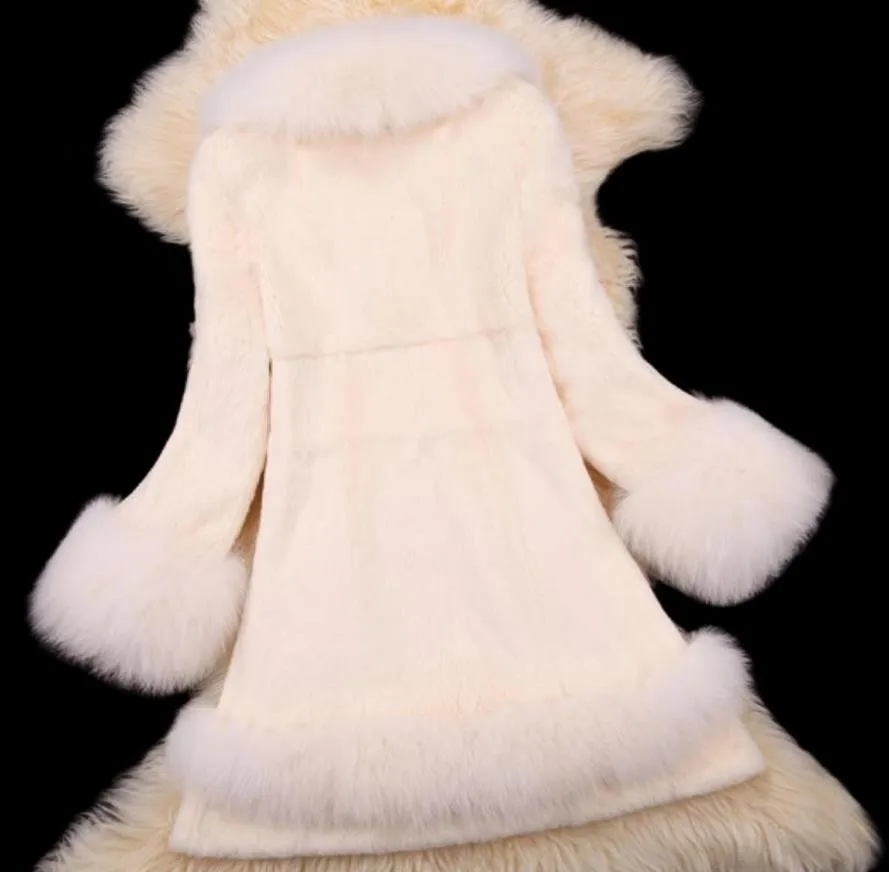 Женская Высококачественная осенне-зимняя куртка размера плюс из лисьего меха, полностью утолщенная кожаная длинная шуба из кроличьего меха, меховая теплая куртка
